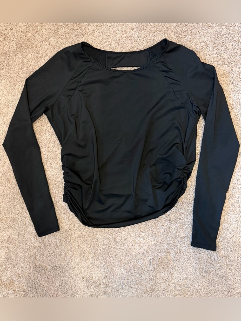 HALARA Black Long-Sleeve Side-Ruched Active Top